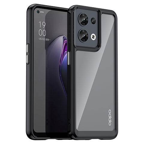 Custodia Silicone Trasparente Laterale Cover J01S per Oppo Reno9 Pro 5G Nero