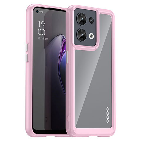 Custodia Silicone Trasparente Laterale Cover J01S per Oppo Reno9 Pro 5G Rosa