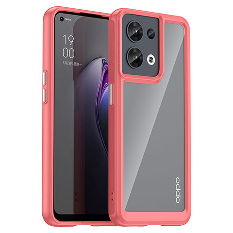 Custodia Silicone Trasparente Laterale Cover J01S per Oppo Reno9 Pro 5G Rosso