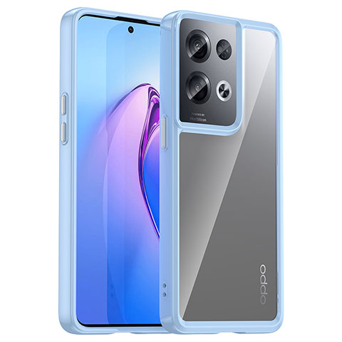 Custodia Silicone Trasparente Laterale Cover J01S per Oppo Reno9 Pro+ Plus 5G Blu