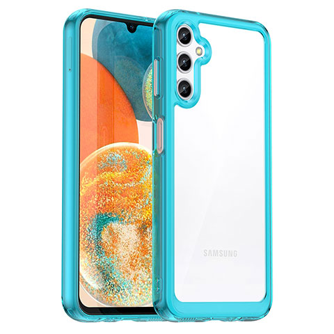 Custodia Silicone Trasparente Laterale Cover J01S per Samsung Galaxy A14 5G Ciano