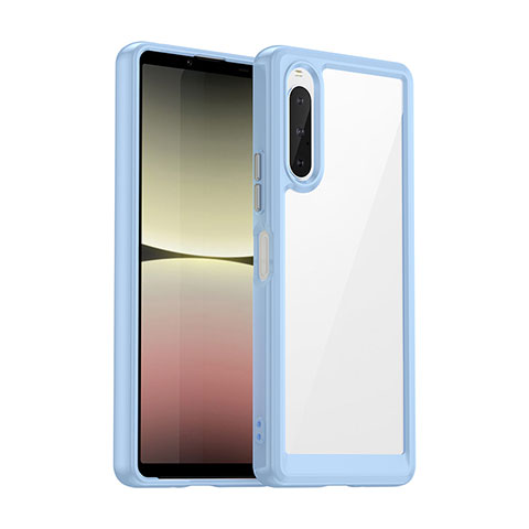 Custodia Silicone Trasparente Laterale Cover J01S per Sony Xperia 10 V Blu