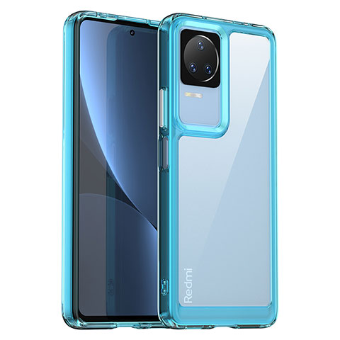 Custodia Silicone Trasparente Laterale Cover J01S per Xiaomi Poco F4 5G Cielo Blu