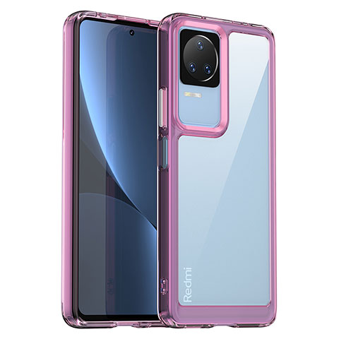 Custodia Silicone Trasparente Laterale Cover J01S per Xiaomi Poco F4 5G Lavanda