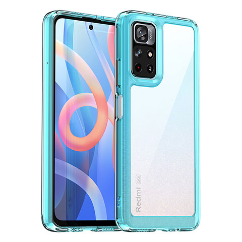 Custodia Silicone Trasparente Laterale Cover J01S per Xiaomi Poco M4 Pro 5G Cielo Blu