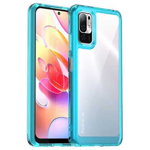 Custodia Silicone Trasparente Laterale Cover J01S per Xiaomi Redmi Note 10T 5G Ciano