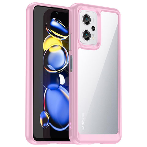 Custodia Silicone Trasparente Laterale Cover J01S per Xiaomi Redmi Note 11T Pro+ Plus 5G Rosa