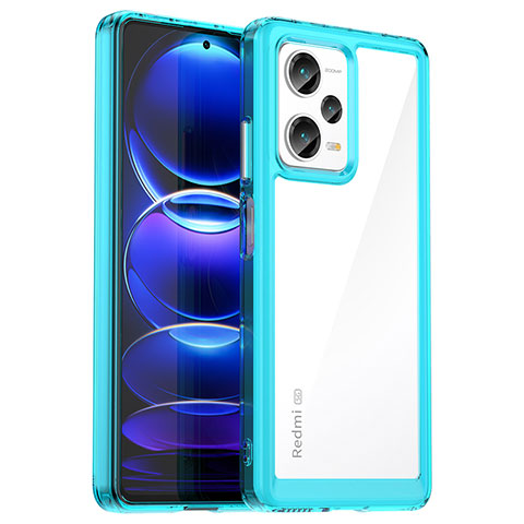 Custodia Silicone Trasparente Laterale Cover J01S per Xiaomi Redmi Note 12 Explorer Cielo Blu