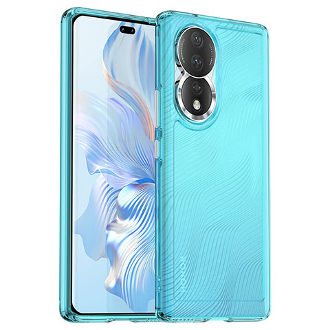 Custodia Silicone Trasparente Laterale Cover J02S per Huawei Honor 80 5G Blu