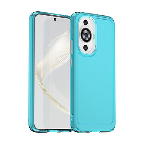 Custodia Silicone Trasparente Laterale Cover J02S per Huawei Nova 11 Blu