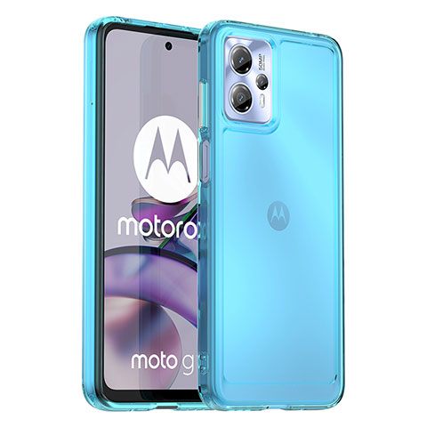 Custodia Silicone Trasparente Laterale Cover J02S per Motorola Moto G13 Blu