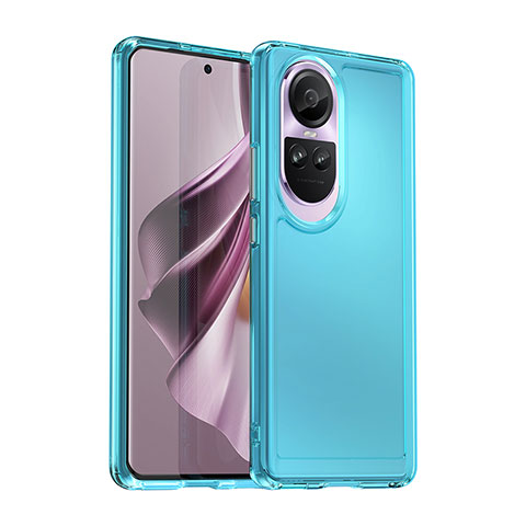 Custodia Silicone Trasparente Laterale Cover J02S per Oppo Reno10 Pro 5G Blu