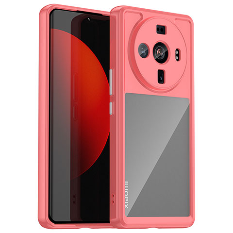 Custodia Silicone Trasparente Laterale Cover M01 per Xiaomi Mi 12 Ultra 5G Rosso