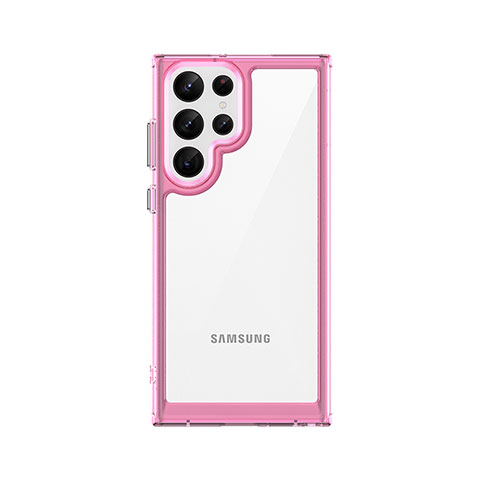 Custodia Silicone Trasparente Laterale Cover M03 per Samsung Galaxy S22 Ultra 5G Oro Rosa