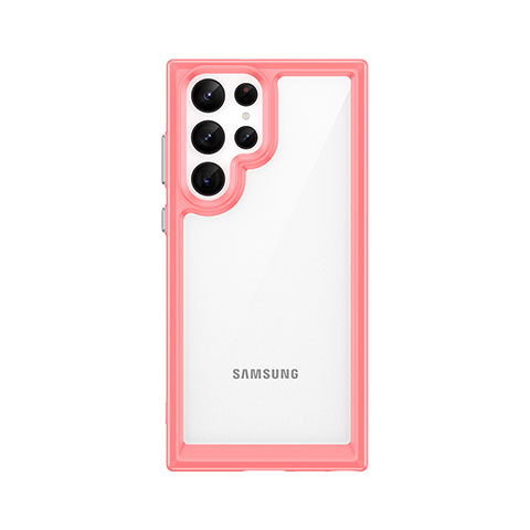 Custodia Silicone Trasparente Laterale Cover M03 per Samsung Galaxy S22 Ultra 5G Rosso