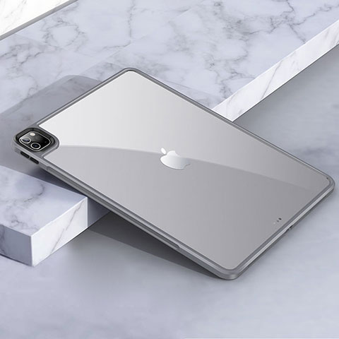 Custodia Silicone Trasparente Laterale Cover per Apple iPad Pro 11 (2021) Grigio Scuro