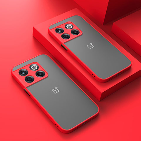 Custodia Silicone Trasparente Laterale Cover per OnePlus 10T 5G Rosso