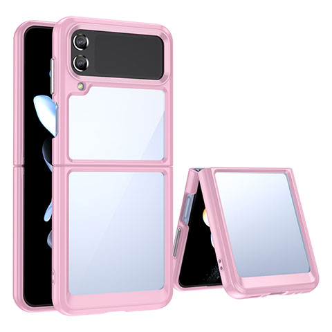 Custodia Silicone Trasparente Laterale Cover per Samsung Galaxy Z Flip3 5G Rosa