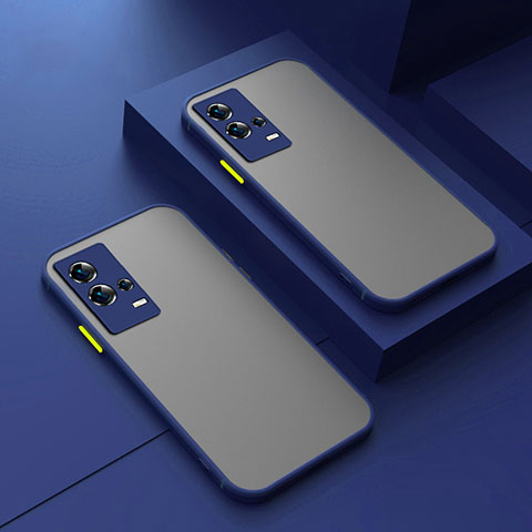 Custodia Silicone Trasparente Laterale Cover per Vivo iQOO 8 Pro 5G Blu