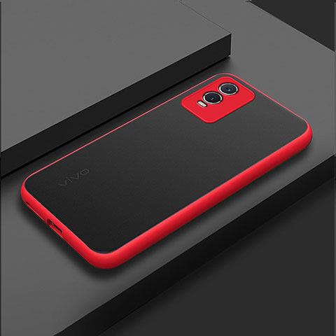 Custodia Silicone Trasparente Laterale Cover per Vivo Y76s 5G Rosso