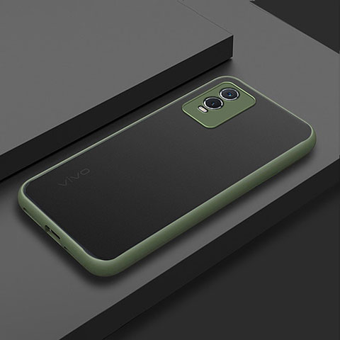 Custodia Silicone Trasparente Laterale Cover per Vivo Y76s 5G Verde Militare