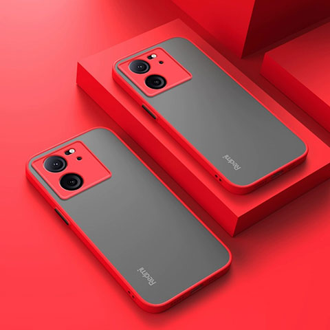 Custodia Silicone Trasparente Laterale Cover per Xiaomi Mi 13T 5G Rosso