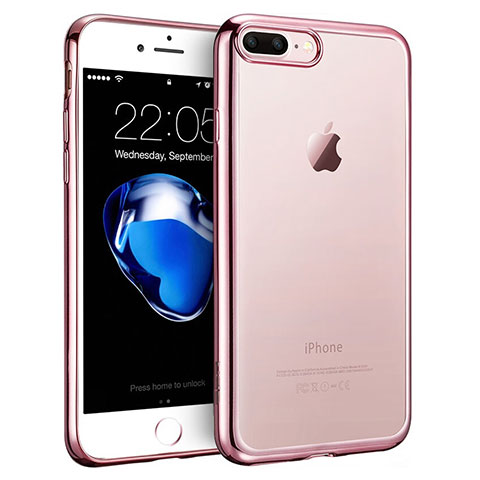 Custodia Silicone Trasparente Laterale T01 per Apple iPhone 7 Plus Rosa