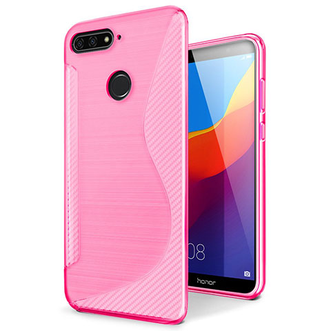 Custodia Silicone Trasparente Morbida S-Line Cover per Huawei Enjoy 8e Rosa