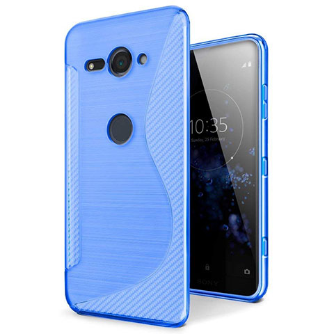 Custodia Silicone Trasparente Morbida S-Line Cover per Sony Xperia XZ2 Compact Blu