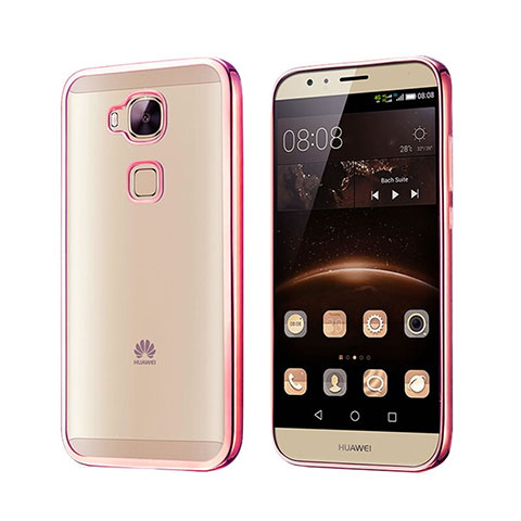 Custodia Silicone Trasparente Opaca Laterale per Huawei G7 Plus Oro Rosa