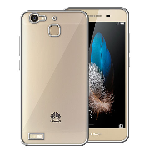 Custodia Silicone Trasparente Opaca Laterale per Huawei P8 Lite Smart Argento