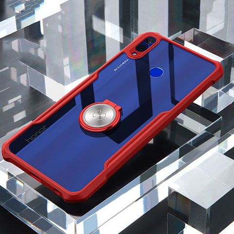 Custodia Silicone Trasparente Specchio Laterale 360 Gradi con Magnetico Anello Supporto per Huawei Honor V10 Lite Rosso