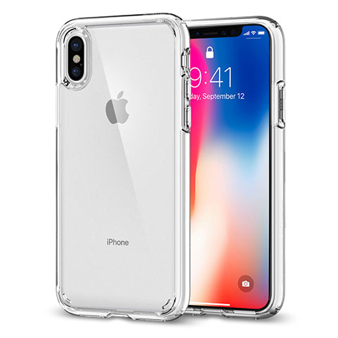 Custodia Silicone Trasparente Specchio Laterale 360 Gradi per Apple iPhone X Chiaro