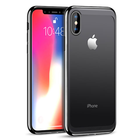 Custodia Silicone Trasparente Specchio Laterale 360 Gradi T05 per Apple iPhone X Nero