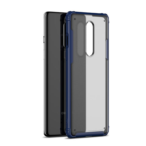 Custodia Silicone Trasparente Specchio Laterale Cover H01 per OnePlus 8 Blu