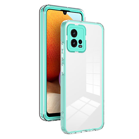 Custodia Silicone Trasparente Specchio Laterale Cover H01P per Motorola Moto G72 Verde