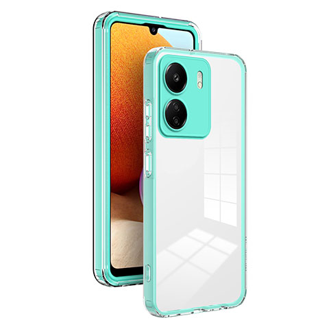 Custodia Silicone Trasparente Specchio Laterale Cover H01P per Xiaomi Poco C65 Verde