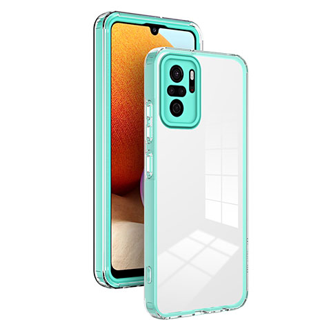Custodia Silicone Trasparente Specchio Laterale Cover H01P per Xiaomi Redmi Note 10S 4G Verde
