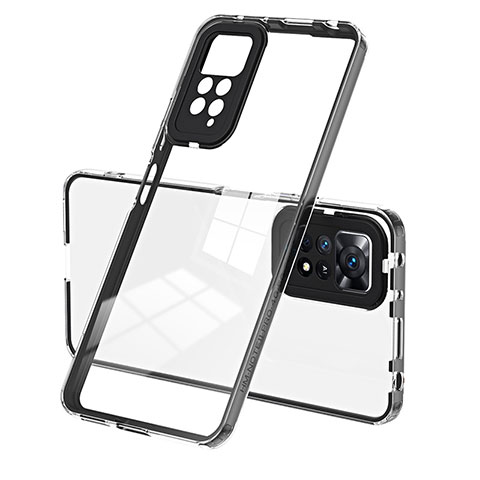 Custodia Silicone Trasparente Specchio Laterale Cover H01P per Xiaomi Redmi Note 11 Pro 4G Nero