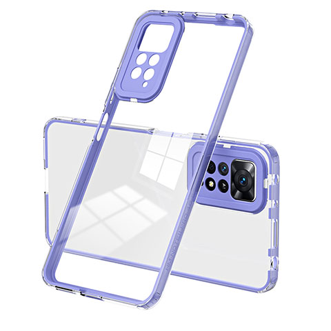 Custodia Silicone Trasparente Specchio Laterale Cover H01P per Xiaomi Redmi Note 11 Pro 4G Viola