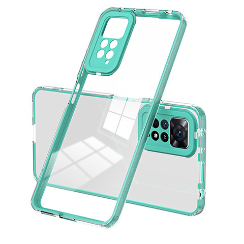 Custodia Silicone Trasparente Specchio Laterale Cover H01P per Xiaomi Redmi Note 11S 4G Verde