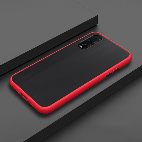 Custodia Silicone Trasparente Specchio Laterale Cover H02 per Oppo Find X2 Rosso