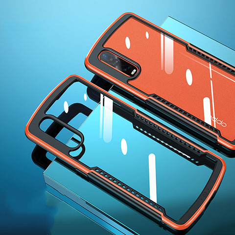 Custodia Silicone Trasparente Specchio Laterale Cover H03 per Oppo Find X2 Pro Arancione