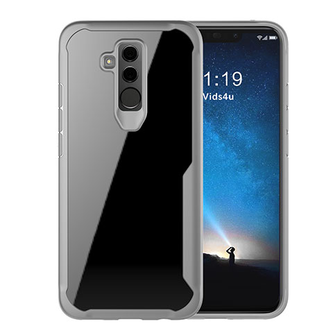 Custodia Silicone Trasparente Specchio Laterale Cover M01 per Huawei Mate 20 Lite Grigio