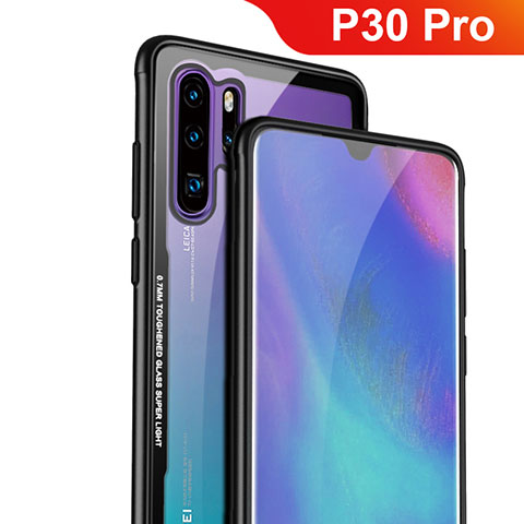 Custodia Silicone Trasparente Specchio Laterale Cover M01 per Huawei P30 Pro Nero