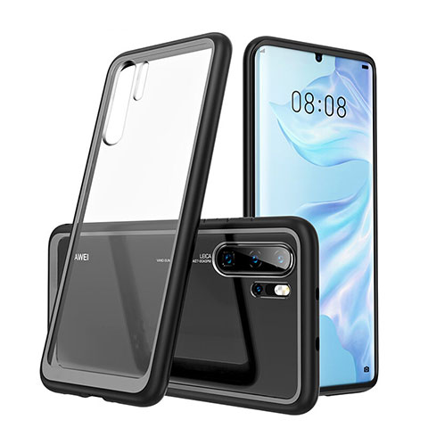 Custodia Silicone Trasparente Specchio Laterale Cover M02 per Huawei P30 Pro New Edition Nero