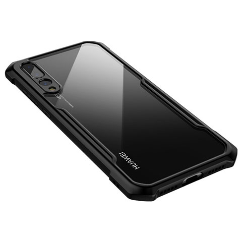 Custodia Silicone Trasparente Specchio Laterale Cover M03 per Huawei P20 Pro Nero