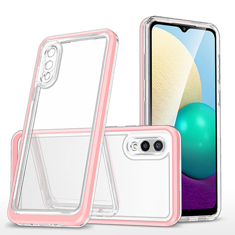 Custodia Silicone Trasparente Specchio Laterale Cover MQ1 per Samsung Galaxy A02 Oro Rosa