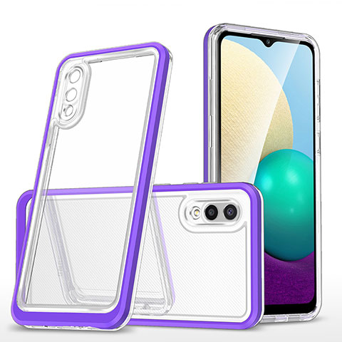 Custodia Silicone Trasparente Specchio Laterale Cover MQ1 per Samsung Galaxy A02 Viola