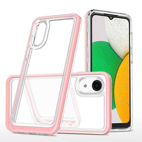 Custodia Silicone Trasparente Specchio Laterale Cover MQ1 per Samsung Galaxy A03 Core Oro Rosa